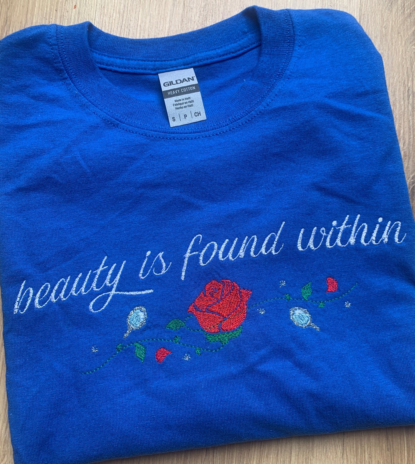 Sample - Small - Royal Blue Tshirt with Rose Princess Design