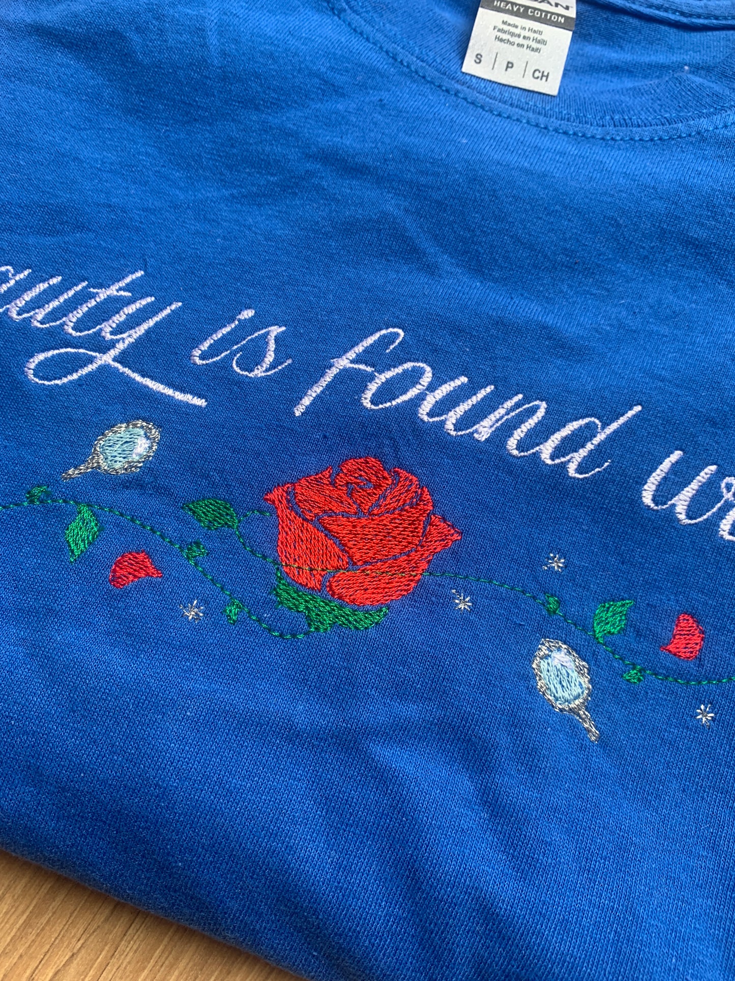Sample - Small - Royal Blue Tshirt with Rose Princess Design