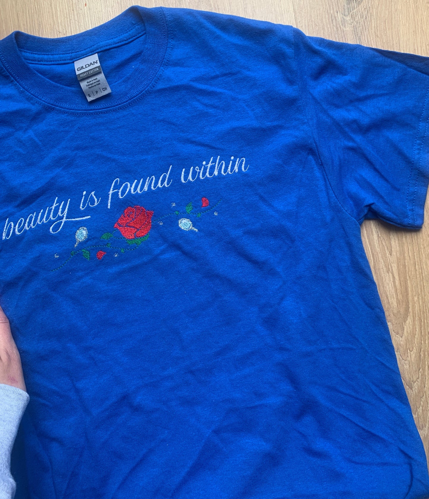 Sample - Small - Royal Blue Tshirt with Rose Princess Design