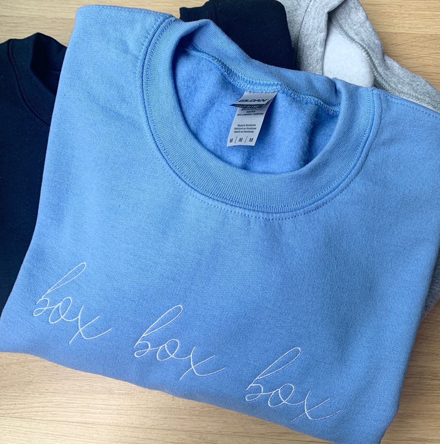 Sample - XLarge - Blue Sweatshirt with 'box box box' Design