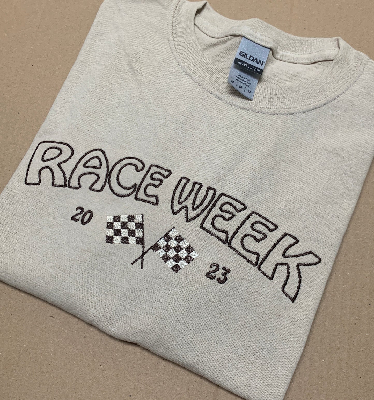 Sample - Medium - Sand Sweatshirt with 'Race Week 2023' Design