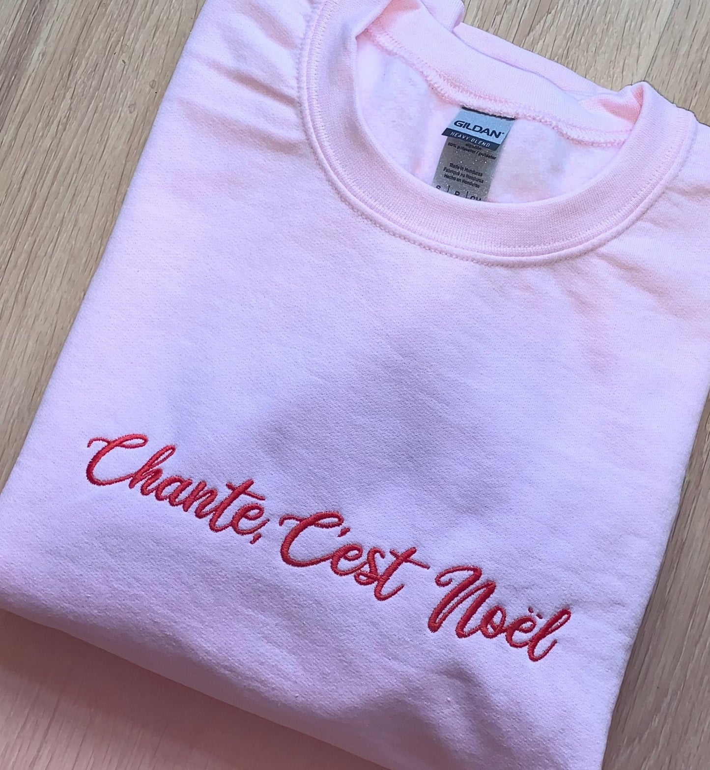 Sample - Small - Pink Sweatshirt with French Christmas Design