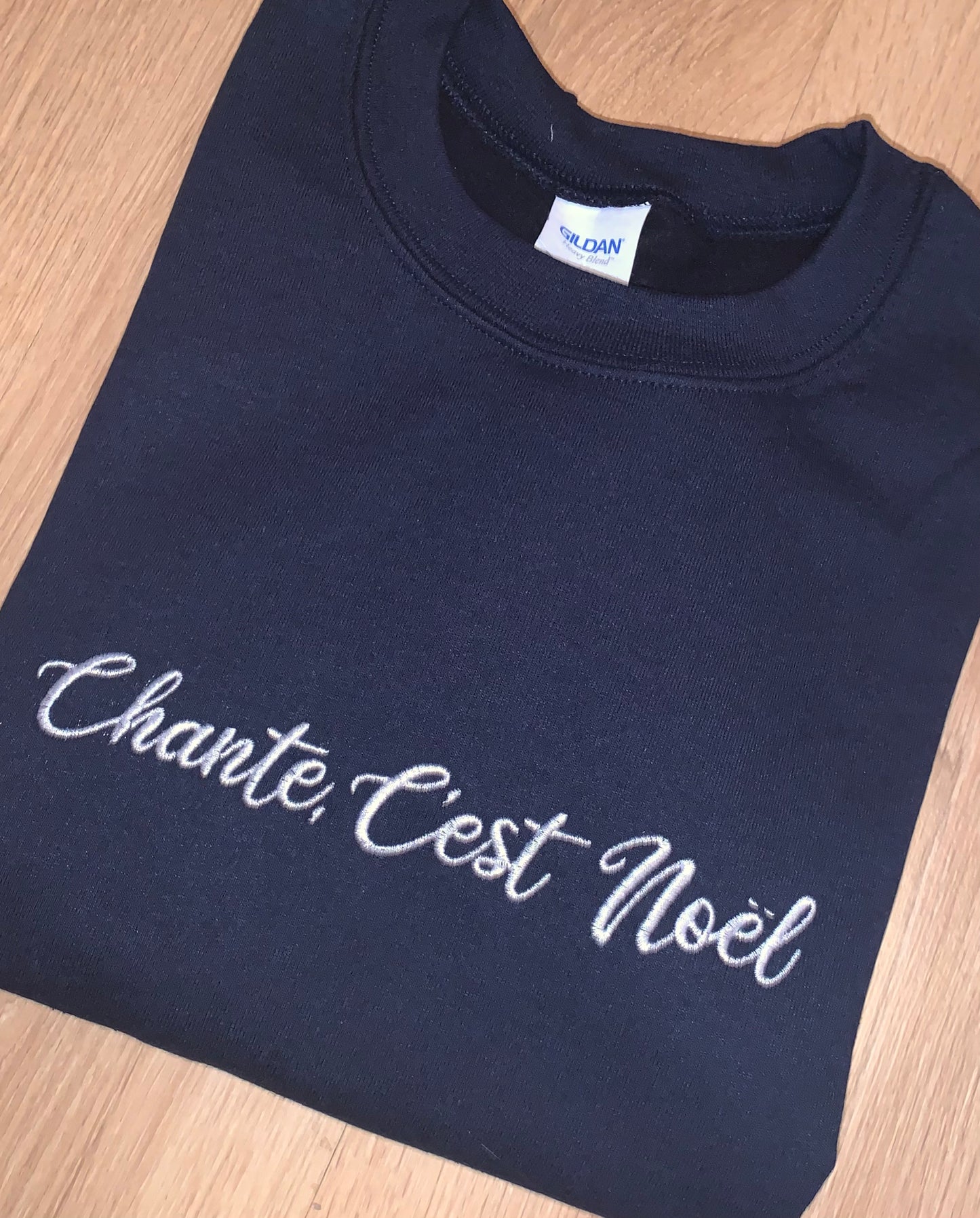 Sample - Small - Navy Sweatshirt with French Christmas Design