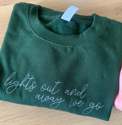 Second - Medium - Green Sweatshirt with 'Lights out' embroidery
