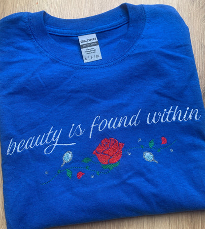 Sample - Small - Royal Blue Tshirt with Rose Princess Design
