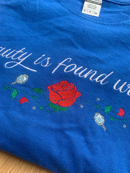 Sample - Small - Royal Blue Tshirt with Rose Princess Design