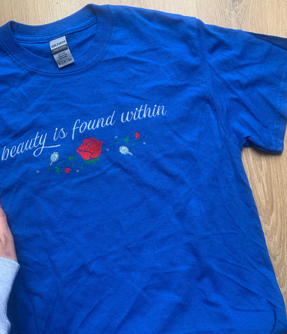 Sample - Small - Royal Blue Tshirt with Rose Princess Design
