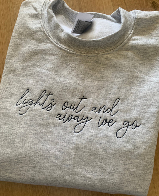 Second - Medium - Grey Sweatshirt with 'light out' Design